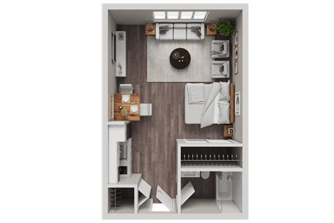 Floor plan for studio, 1 bath, 440 sqft